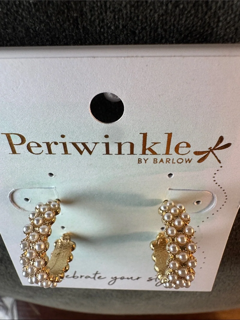 0437-Periwinkle by‎ Barlow Gold Pearl-Cluster Cuff Hoop Earrings
